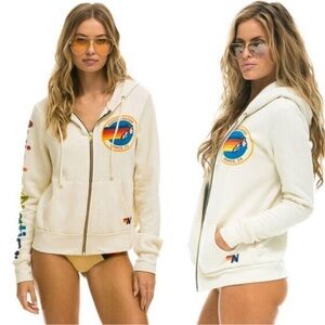 Aviator Nation Zip-Up Hoodie - Vintage White